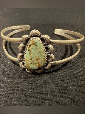 Big Royston turquoise handmade cuff! Adjustable 925 sterling